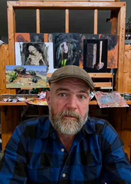 Artist Luke Hollis in his Studio
